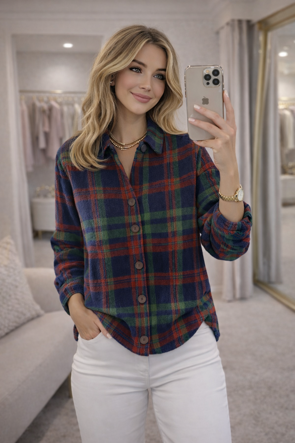 Tess | Checkered Hoodie Blouse